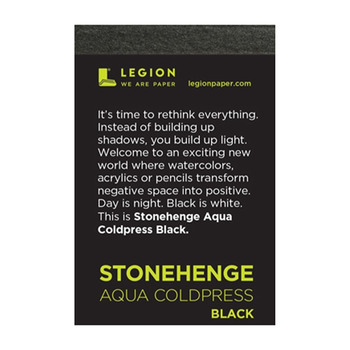 Stonehenge Mini Aqua Watercolor Paper 140lb Cold-Press Pad - Black, 2.5"x3.75" (10 Sheets)