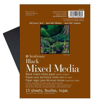 Strathmore 400 Series 6"x8" Black Mixed Media Pad, 184lb (15-Sheets)