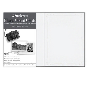 Strathmore Photo Mount Cards Decorative Emboss, White 5"x6.875" (100 Pack + Envelopes)