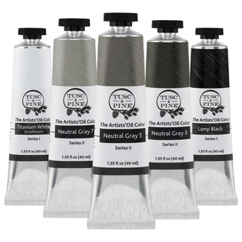 Tusc & Pine Oil Color Greys Starter Set of 5, 40ml Tubes