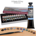 12 Shades of Grey Oil Colors and Set