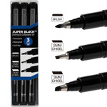 Super Black Permanent Fineliners Lettering & Calligraphy Set of 3 - Creative Mark