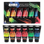 SoHo Urban Artists Heavy Body Acrylics 75 ml Set of 6 Fluorescent Colors