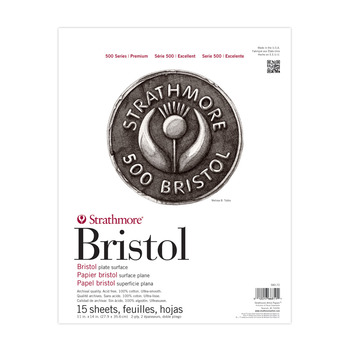 Strathmore 500 Bristol 100% Vellum/Plate Cotton Pads 11" x 14" (15 Sheets)