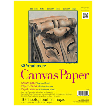 Strathmore 300 Series Canvas Paper Pads 9" x 12" Glue Bound 115 lbs (10 Sheets)