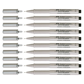 Faber-Castell Ecco Pigment Fineliner Pen - 0.2mm, Black (Box of 10)