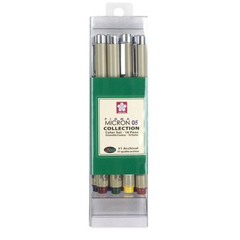 Sakura Pigma Micron Pen Set of 16 .45mm (05) - Assorted Colors