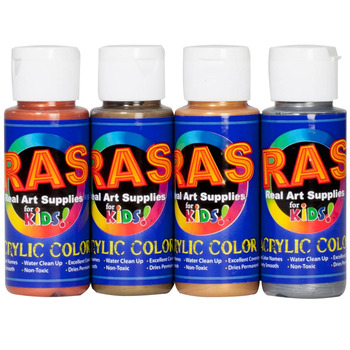 RAS Acrylic Paint for Kids Set of 4 2 oz. Bottles - Metallic Colors