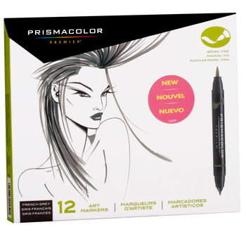 Prismacolor Double-Ended Brush Tip Markers Set of 12 - French Greys