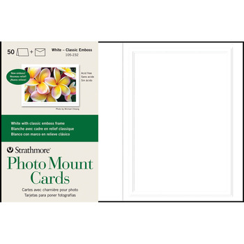 Strathmore Photo Mount Cards 50 Pack 5x6-7/8" - White - Classic Embossed