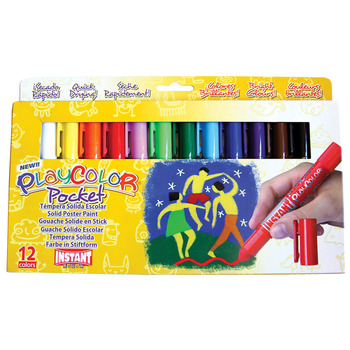 PlayColor Solid Poster Paint Crayons Set of 12 Pocket - Basic Colors