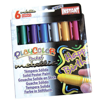 PlayColor Solid Poster Paint Crayons Set of 6 Pocket - Metallic Colors