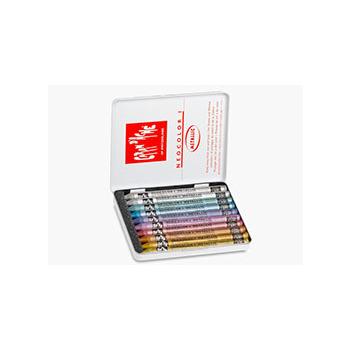 Caran D'ache Neocolor II Crayons Tin Case Set of 10 - Metallic Colors