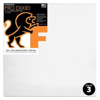 Fredrix Dixie PRO Series Stretched Canvas 1-3/8" - 10"x10" (Box of 3)