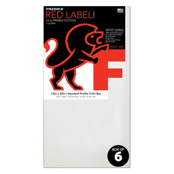 Fredrix Red Label 3/4" Deep Medium Tooth 10x20 Canvas, Box of 6