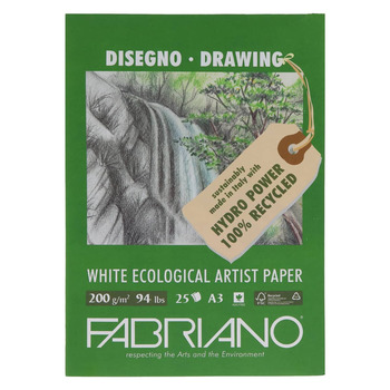 Fabriano Eco White Drawing  Pad - 11-7/10"x16-1/2", 94lb
