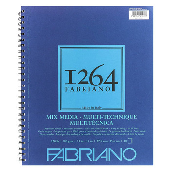 Fabriano 1264 Mixed Media Spiral Pad - 11"x14", 120lb (40-Sheet)