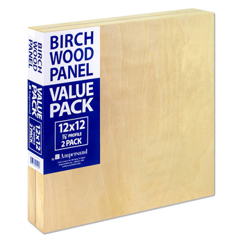 Ampersand Birch Wood Cradled 7/8in Panel - 12"x12" (2-Pack)