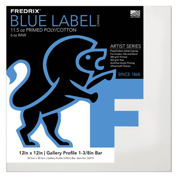 Fredrix Blue Label 1-3/8 Deep Ultrasmooth 12"x12" Gallery Wrap Canvas