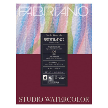 Fabriano Studio Watercolor Pad - 12"x18", Cold Press 90lb (100 Sheets)