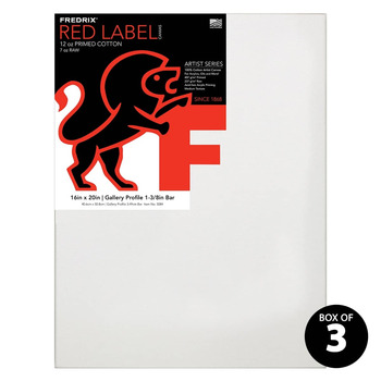 Fredrix Red Label Gallerywrap Pre-Stretched Canvas 1-3/8" Box of Three 16x20"