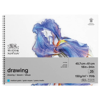 Winsor & Newton Spiral Drawing Pad - 70 lb Medium 25-Sheets,18"x24"