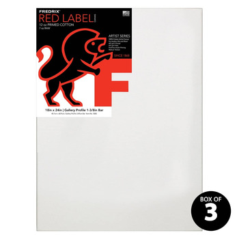 Fredrix Red Label Gallerywrap Pre-Stretched Canvas 1-3/8" Box of Three 18x24"