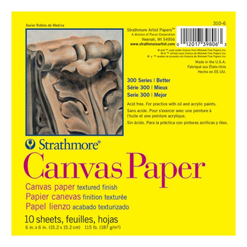 Strathmore 300 Series Canvas Paper Pads 6" x 6" Glue Bound Square 115 lbs (10 Sheets)