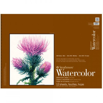 Strathmore 400 Series 140 lb Watercolor Paper Pads Cold Press Spiral 6" x 18" Landscape (12 Sheets)