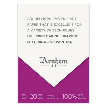 Arhnem 1618 Printmaking Paper 245 Gsm - White, 5"x7" Pad (20 Sheets)