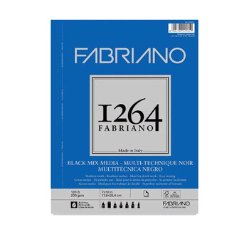 Fabriano 1264 Mixed Media Spiral Pad - 7"x10", 120lb Black (20-Sheet)