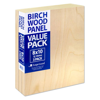 Ampersand Birch Wood Cradled 7/8in Panel - 8"x10" (3-Pack)