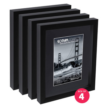 Gotham Complete Black, 9"x12" Gallery Frame w/ Glass + Backing (Box of 4)