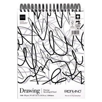 Fabriano Studio Fat Drawing Pad - 9"x12", 80lb (150-Sheet)