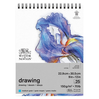 Winsor & Newton Spiral Drawing Pad - 70 lb Medium 25-Sheets, 9"x12"