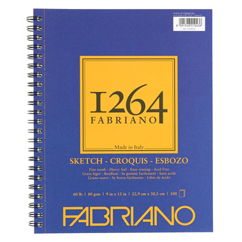Fabriano 1264 Sketch Spiral Pad - 9"x12" Portrait, 60lb (100-Sheet)