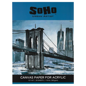 SoHo Acrylic Canvas Paper Pad, 12"x16" - 20 Sheets, 110lb