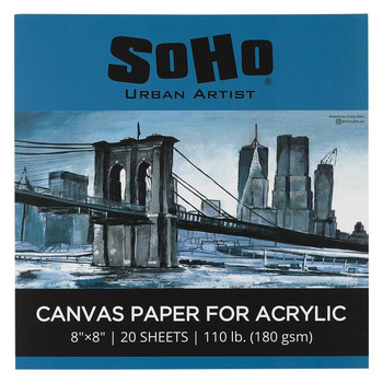 SoHo Acrylic Canvas Paper Pad, 8"x8" - 20 Sheets, 110lb