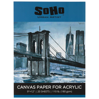 SoHo Acrylic Canvas Paper Pad, 9"x12" - 20 Sheets, 110lb