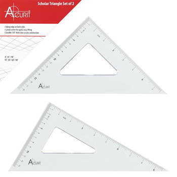Acurit Scholar Triangle Set of 2, 8" (45/90 Degrees) and 10" (30/60/90 Degrees)