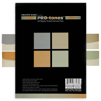 Pro-Tones Canvas Toned 12x16" Pad, 12 Sheets 4 colors