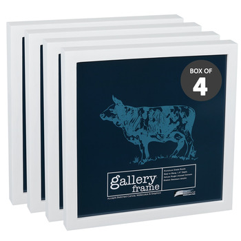 Ambiance Gallery Wood Frame - 12" x 12" White, 1-1/2" Profile (Box of 4)