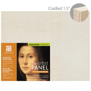 Ampersand Value Series Unprimed Basswood Panel 1-1/2" Cradle 11x14"