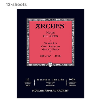 Arches Oil Paper 140 lb. 12 Sheet Tape-Bound Pad 12x16"