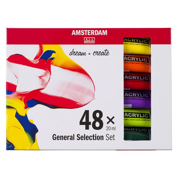 Amsterdam Standard Series Acrylic Paint - Assorted Colors Set of 48, 20ml Tubes