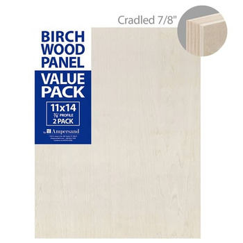 2-Pack Ampersand Artist Panels Birch Wood 7/8in Cradle 11X14