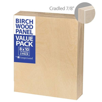 3-Pack Ampersand Artist Panels Birch Wood 7/8in Cradle 8X10