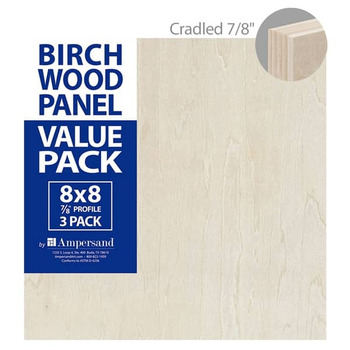 3-Pack Ampersand Artist Panels Birch Wood 7/8in Cradle 8X8