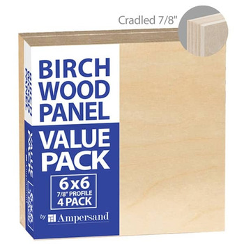 4-Pack Ampersand Artist Panels Birch Wood 7/8in Cradle 6X6