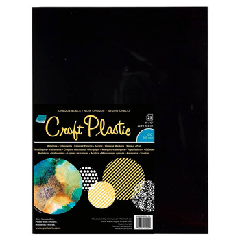 Grafix .010 Craft Plastic Film Opaque Black 9x12 25-Pack